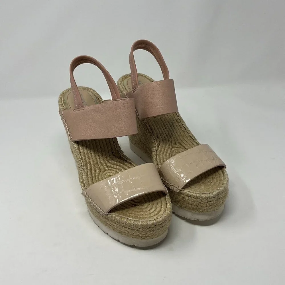 Kenneth Cole wedge espadrilles nude pink sandals 8.5